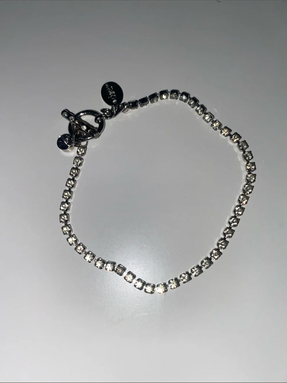 Vintage Y2K Silver Crystal Tennis Bracelet